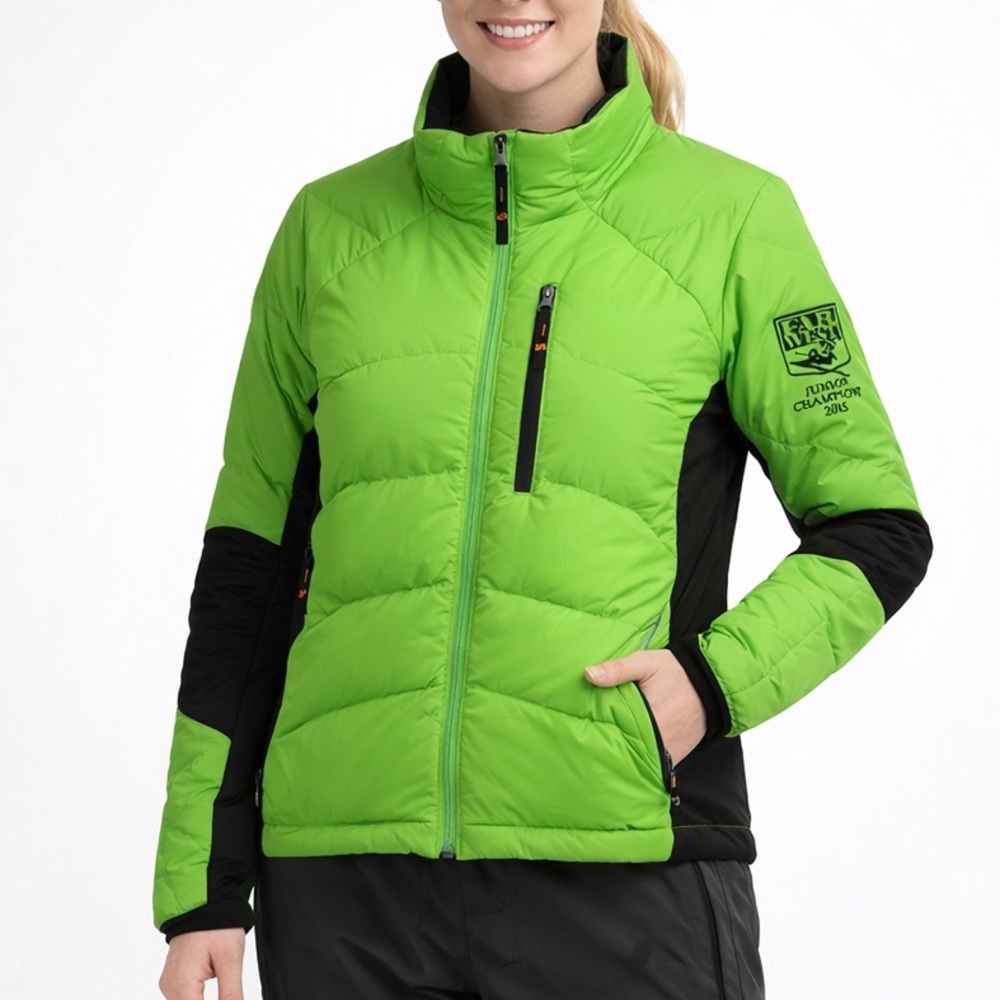 Descente Womens Terro Down Puffer Jacket XL Lime Green Ski Winter Snowboarding